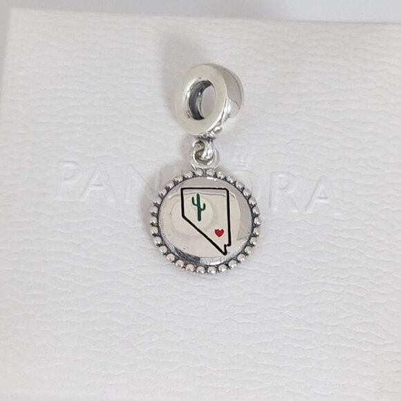 Pandora Nevada Dangle Charm Heart S925 Sterling Silver Bracelet Pendant with box - Picture 7 of 7